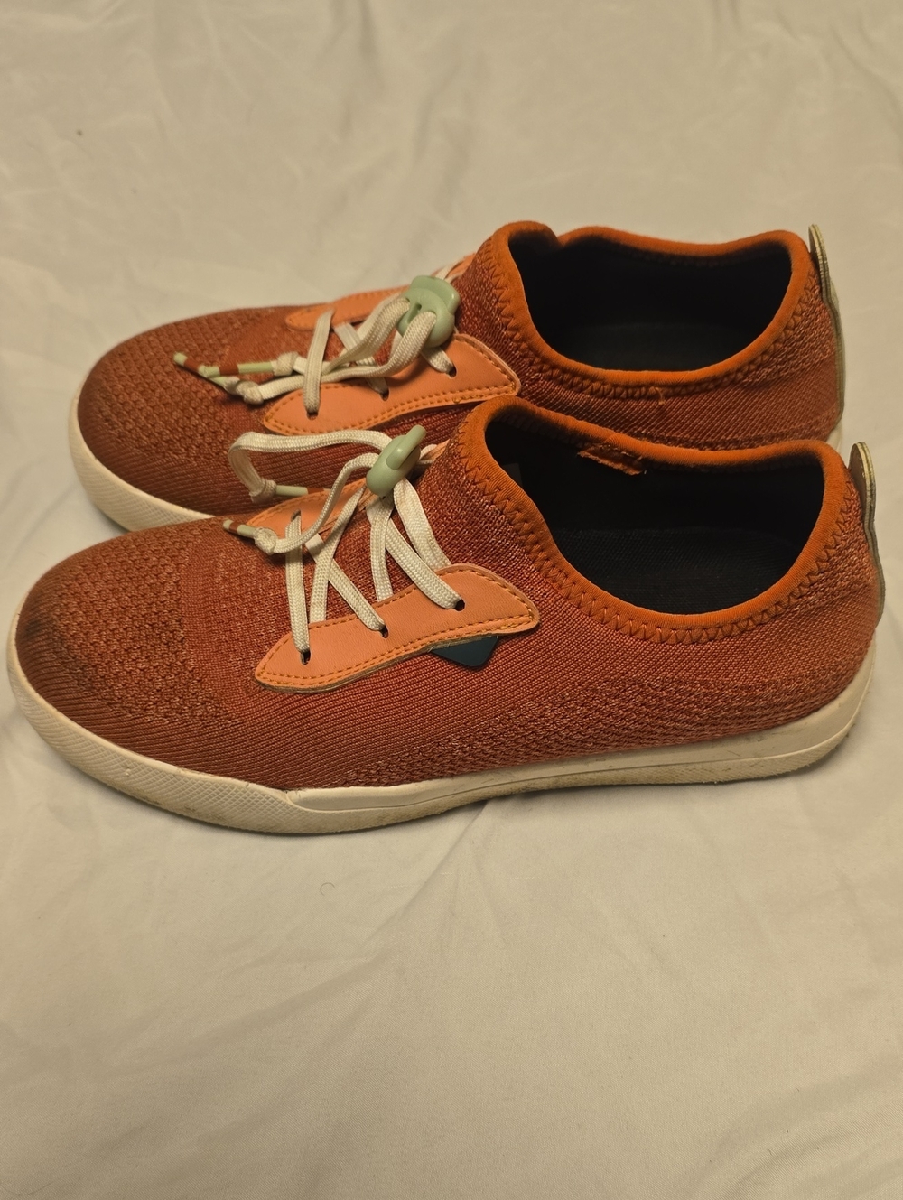 Kids Orange Knit Slip-On Sneakers